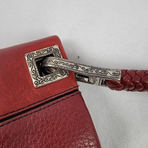 Brighton red braided handle leather shoulder bag w/ matching wallet - Picture 7 of 11